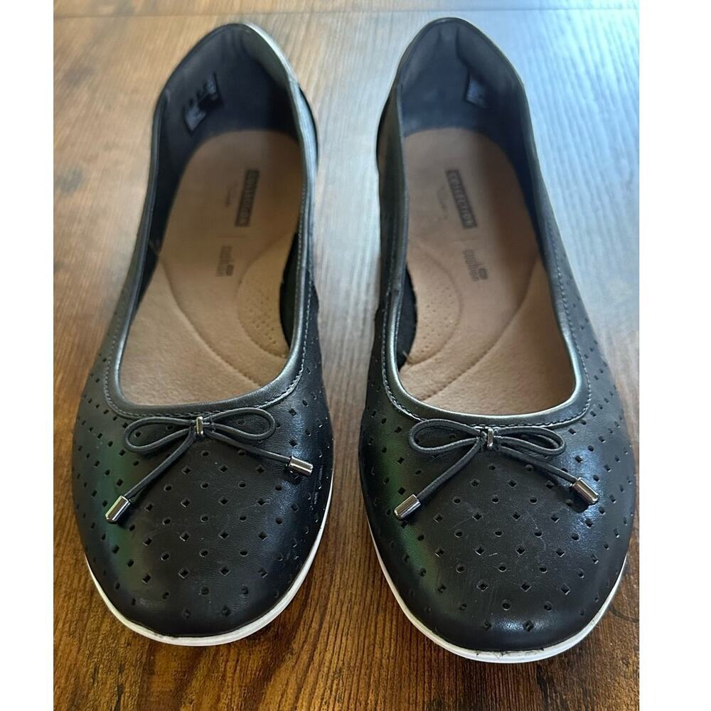 Clarks Women’s Leather Ballet Flats Black, Size 10M - Picture 3 of 13